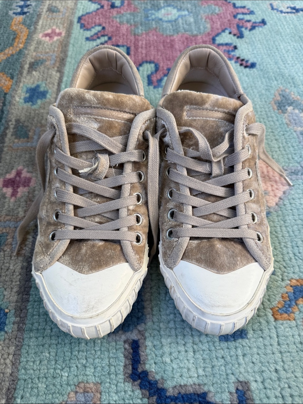 Philippe Model Taupe Velvet Sneakers